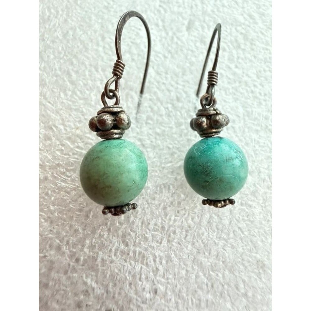 Vintage Turquoise-Color Stone Dangle Earrings